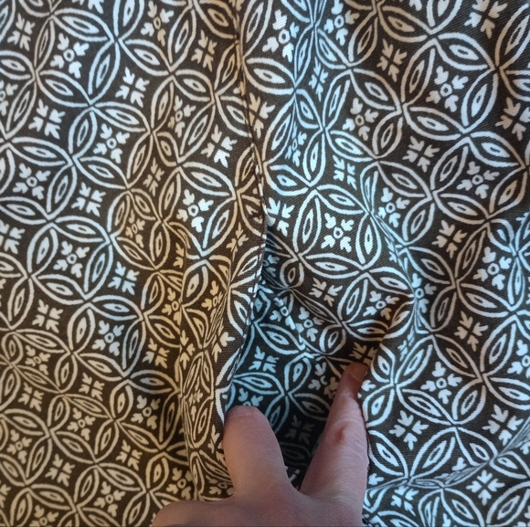 Talbots 20W Swing Jacket Single Button Cropped Stamp Pattern Olive Brown Canvas - Picture 10 of 14